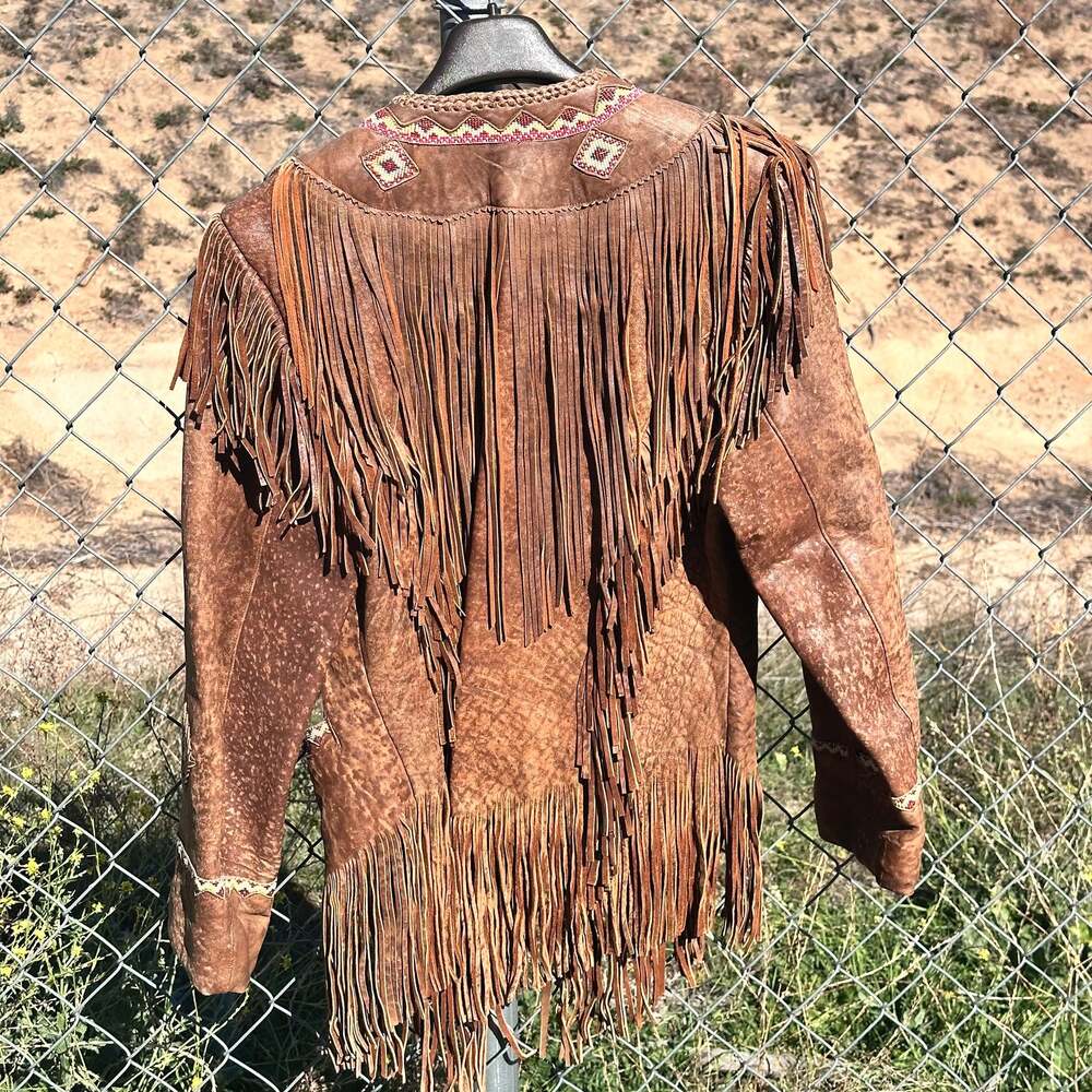 Vintage Leather Western Fringe Jacket - Picture 7 of 8